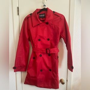 Kasyjie Red Button Down Trench Coat with Matching Belt